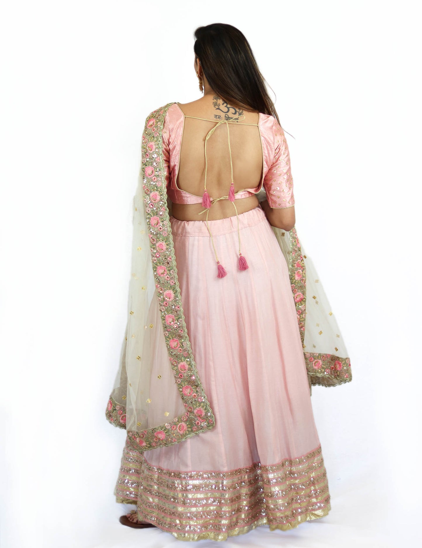 Rent Rose Pink Lehenga & Blouse With Embroidered Dupatta